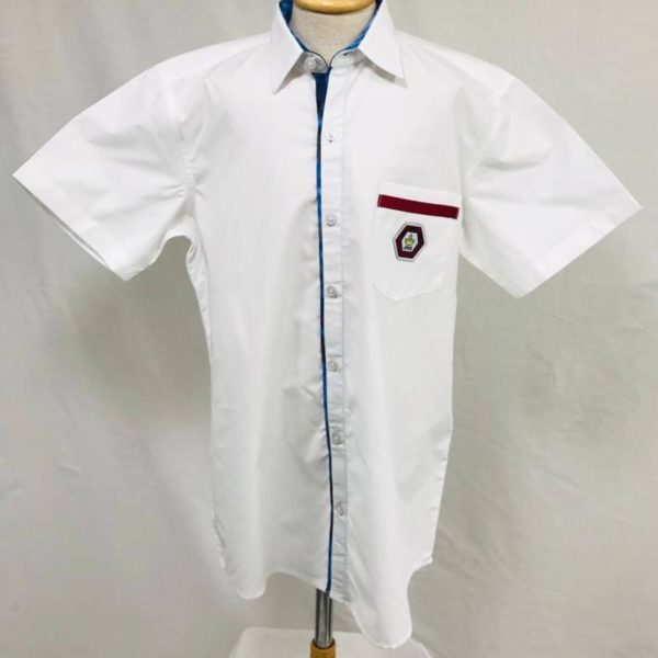 JNIS - 27 White Shirt with Blue Chex Trimming JNIS
